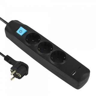 Electraline 62164 Pagarinātājs 3 Ligzdas USB + USB-C Max.17W 1.5m