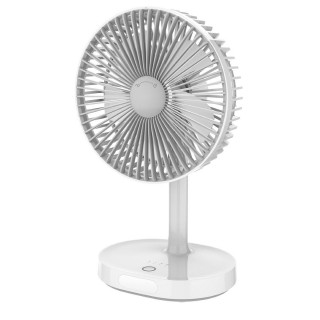 Platinet PRDF0326 Rechargeable Desk Fan / 3 speed levels / 3000 mAh / Built-in night lamp / White - Grey