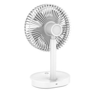 Platinet PRDF0326 Rechargeable Desk Fan / 3 speed levels / 3000 mAh / Built-in night lamp / White - Grey