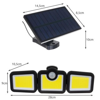 RoGer JD WD-427 Outdoor floodlight with motion sensor and solar panel 36W COB / 1500lm / 2400mAh / IP65