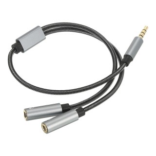 RoGer SP35Y Audio adapter / Splitter 2x 3.5mm stereo + microphone / 4 pin