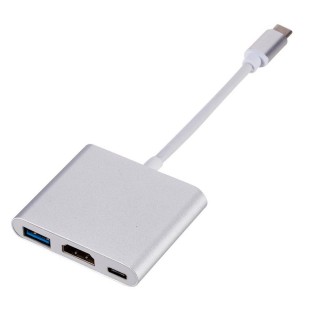RoGer Multimedia Adapter Type-C to HDMI (4K @ 30Hz, 1080P @ 60Hz) + USB 3.0 Silver