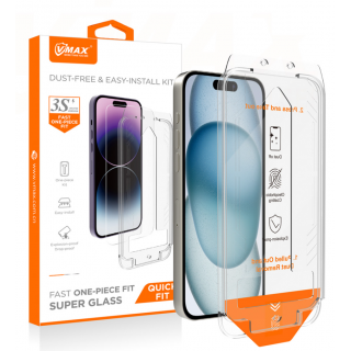 Vmax Easy Install 2.5D Tempered Glass Aizsargstikls Priekš Apple iPhone 15 Pro Max