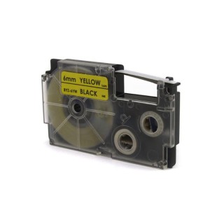 Label Tape JetWorld for use in Casio  Black on Yellow 6mm x 8m (PT-6X1, PT6X1, XR-6YW1, XR6YW1) 
