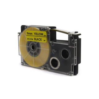 Label Tape JetWorld for use in Casio  Black on Yellow 9mm x 8m (PT-9YW1, PT9YW1, XR-9YW1, XR9YW1) 