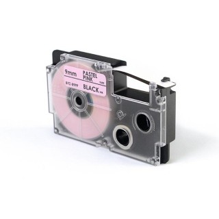 Label Tape JetWorld for use in Casio  Black to Pastelowo Różowym 9mm x 8m (XR-B9PP, XRB9PP) 