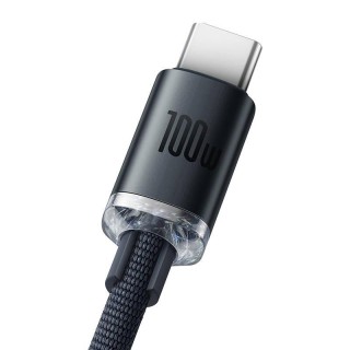 Cable USB A plug - USB C plug 1.2m PD2.0 100W (do not compatible with iPhone 15) 20V 5A QC3.0 Crystal Shine black BASEUS