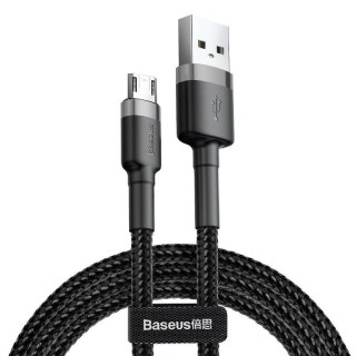 Planšetdatori un aksesuāri // USB Kabeļi // Kabel usb na micro usb baseus cafule 1.5a 2m szaro-czarny