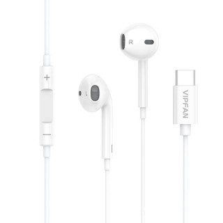 Wired in-ear headphones Vipfan M14, USB-C, 1.1m (white)