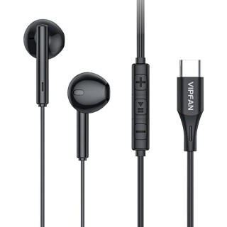Wired in-ear headphones VFAN M18, USB-C (black)