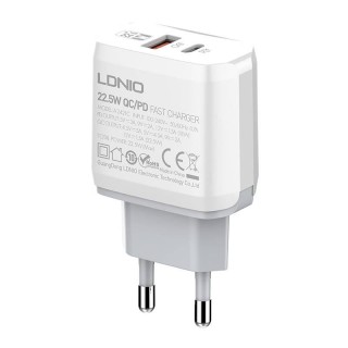 Wall charger  LDNIO A2421C USB, USB-C 22.5W + MicroUSB cable