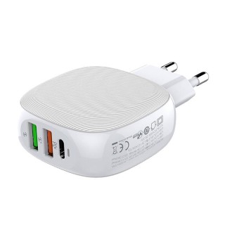Wall charger LDNIO A3510Q, 2x USB + USB-C, PD + QC 3.0, 32W (white)
