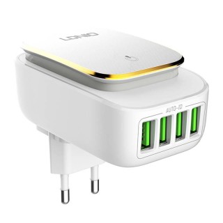 Wall charger LDNIO A4405 4USB, LED lamp + USB-C Cable
