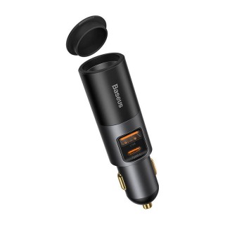 Baseus Share Together Fast Charge Car Charger with Cigarette Lighter Expansion Port, 2x USB, 120W (Gray)