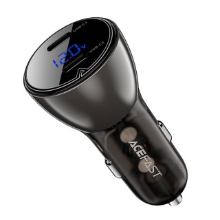 Car Charger Acefast B10 60W, USB-C + USB-C, with display (black)