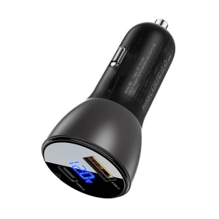 Car Charger Acefast B6 63W, USB + USB-C, with display (black)