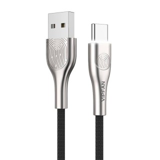USB to USB-C cable VFAN Fingerprint Touch Z04, 3A, 1.2m (black)