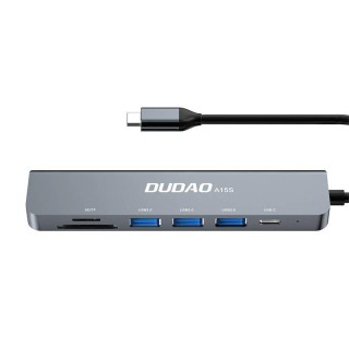 Adapter 6in1 Dudao A15S USB-C to 3x USB, 1x USB-C, SD / TF (grey)