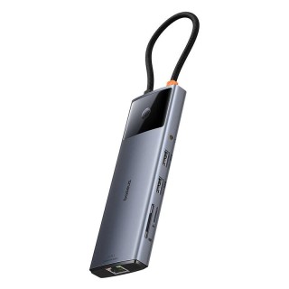 Hub 10in1 Baseus Metal Gleam II Series, USB-C to 1xHDMI, USB-A (10Gbps), USB-C, 2xUSB-A, Ethernet RJ45, SD/TF card, mini-jack 3,5mm, USB-C(PD)
