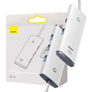 Hub 4in1 Baseus Lite Series USB to 4x USB 3.0, 1m (White)