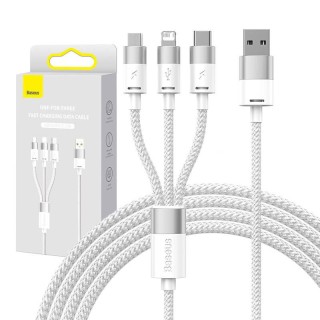 3in1 USB cable Baseus StarSpeed Series, USB-C + Micro + Lightning 3,5A, 1.2m (White)