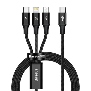 Planšetdatori un aksesuāri // USB Kabeļi // Kabel usb-c 3w1 micro usb / lightning / usb-c, 20w, 1.5m czarny