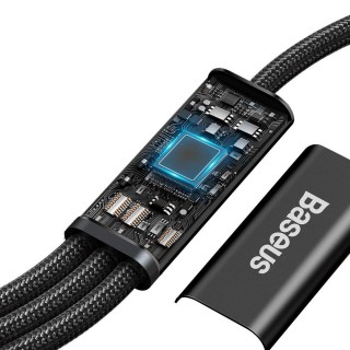 Cable USB C plug - USB C (15W) / micro USB (10W) / IP Lightning (20W) connector cable 1.5m  black Rapid BASEUS