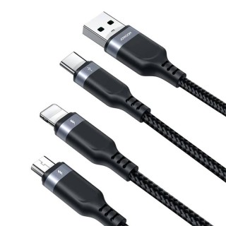 Cable USB Multi-Use Joyroom S-1T3018A18 3w1 / 3,5A / 0,3m  (black)