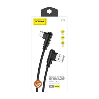 Foneng X70 Angled USB to USB-C cable, 3A, 1m (black)
