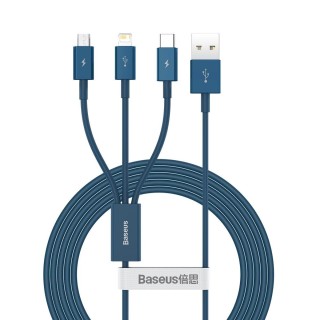 USB cable 3in1 Baseus Superior Series, USB to micro USB / USB-C / Lightning, 3.5A, 1.5m (blue)