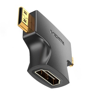 Adapter 2in1 HDMI to Micro/Mini HDMI Vention AGFB0 4K 30Hz (black)