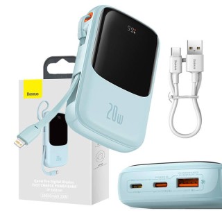 Powerbank Baseus Qpow Pro with Lightning cable, USB-C, USB, 10000mAh, 20W (blue)