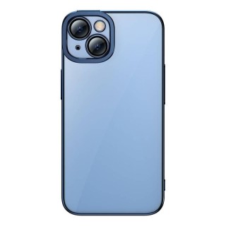 Baseus Glitter Transparent Case and Tempered Glass set for iPhone 14 Plus (blue)