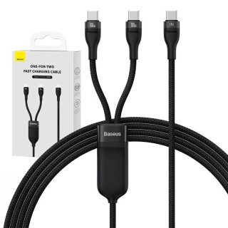 2in1 USB cable Baseus Flash Series USB-C do USB-C 100W, 1.5m (black