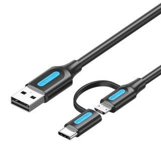 Cable 2in1 USB 2.0 to USB-C/Micro USB Vention CQDBF 1m (black)