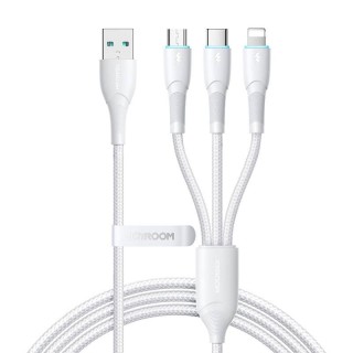 3in1 USB Cable Joyroom Starry Series USB-A to + Lightning + Type-C + Micro, 1.2m (white)