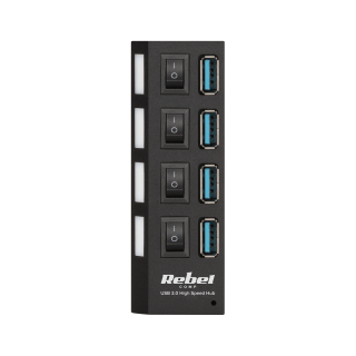 Portatīvie datori, aksesuāri // USB Hubs | USB Docking Station // HUB USB 3.0 4 portowy Rebel