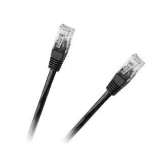LAN tinklai // Komutaciniai - jungiamieji laidai // Patchcord kabel UTP 8c wtyk-wtyk 0,5m CCA czarny