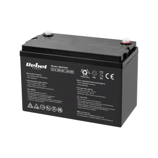 Primary batteries, rechargable batteries and power supply // Battery 12V, 6V, 4V |  lead-acid sealed battery | AGM VRLA // Akumulator żelowy Rebel 12V 100Ah