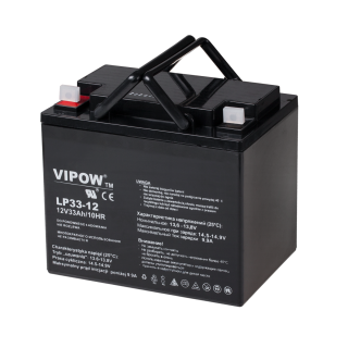 Primary batteries, rechargable batteries and power supply // Battery 12V, 6V, 4V |  lead-acid sealed battery | AGM VRLA // Akumulator żelowy VIPOW 12V 33Ah