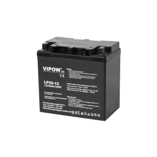 Primary batteries, rechargable batteries and power supply // Battery 12V, 6V, 4V |  lead-acid sealed battery | AGM VRLA // Akumulator żelowy VIPOW 12V 55Ah