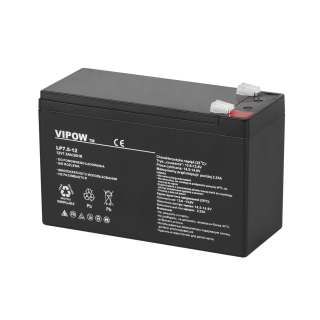 Primary batteries, rechargable batteries and power supply // Battery 12V, 6V, 4V |  lead-acid sealed battery | AGM VRLA // Akumulator żelowy VIPOW 12V 7.5Ah