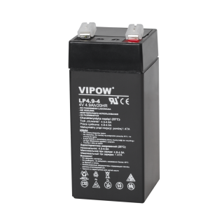 Primary batteries, rechargable batteries and power supply // Battery 12V, 6V, 4V |  lead-acid sealed battery | AGM VRLA // Akumulator żelowy VIPOW 4V 4,9Ah