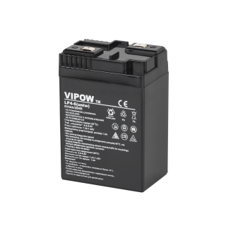 Baterijas, akumulatori, barošanas bloki un adapteri // 12V, 6V, 4V akumulators svina-skābes hermētisks AGM VRLA // Akumulator żelowy VIPOW 6V 4Ah (uniw.)