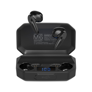 Audio and HiFi sistēmas // Austiņas ar mikrofonu // Bezprzewodowe słuchawki douszne z power bankiem Kruger&amp;Matz M6 - kolor czarny