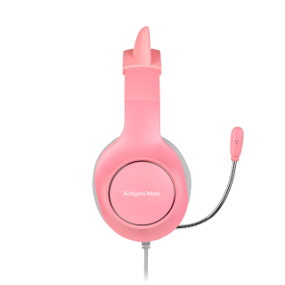 Audio and HiFi sistēmas // Austiņas ar mikrofonu // Gamingowe słuchawki nauszne dla dzieci Kruger&amp;Matz Gamer Kids, kolor różowy