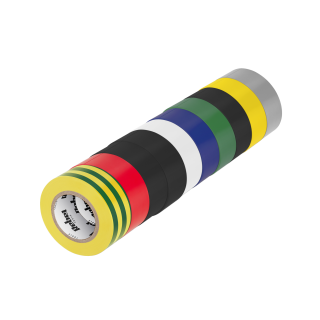 Insulating tapes and tapes // Insulating tapes // Komplet taśm izolacyjnych klejących REBEL (10 szt. - 0,13 mm x 19 mm x 10 yd) mix kolorów