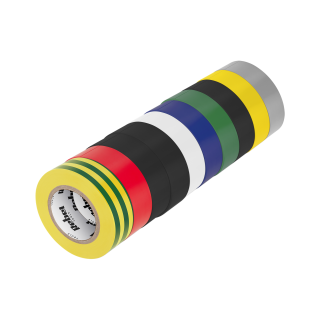 Insulating tapes and tapes // Insulating tapes // Komplet taśm izolacyjnych klejących REBEL (10 szt. - 0,13 mm x 19 mm x 20 yd) mix kolorów