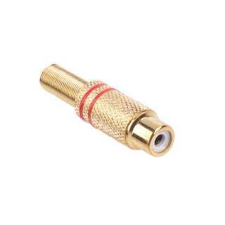 SALE // Gniazdo RCA złote 2 paski na kabel czerwone