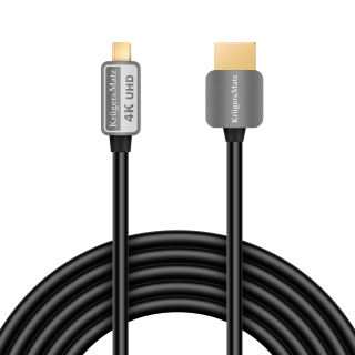 Koaksiālo kabeļi 75 Ohm, 50 Ohm un Televīzijas aksesuāri // HDMI, DVI, Audio savienotājkabeļi un aksesuāri // Kabel HDMI - micro HDMI wtyk-wtyk (A-D)  1.8m Kruger&amp;Matz